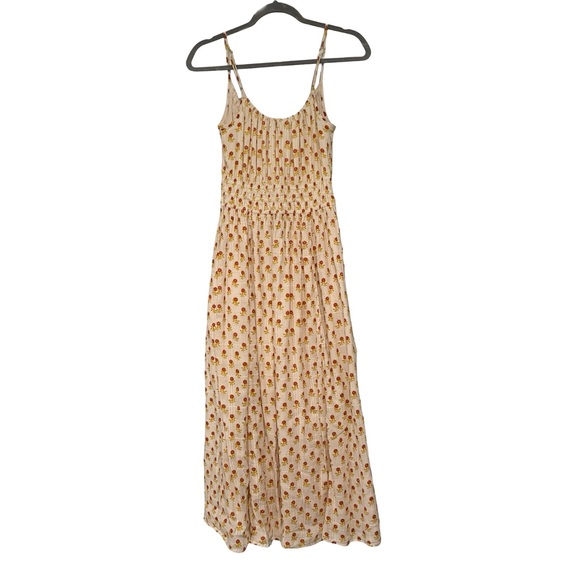 Sophia Cami Midi Dress in Wild Calendula Block-Print in Antique Cream, Sz S - Picture 10 of 15
